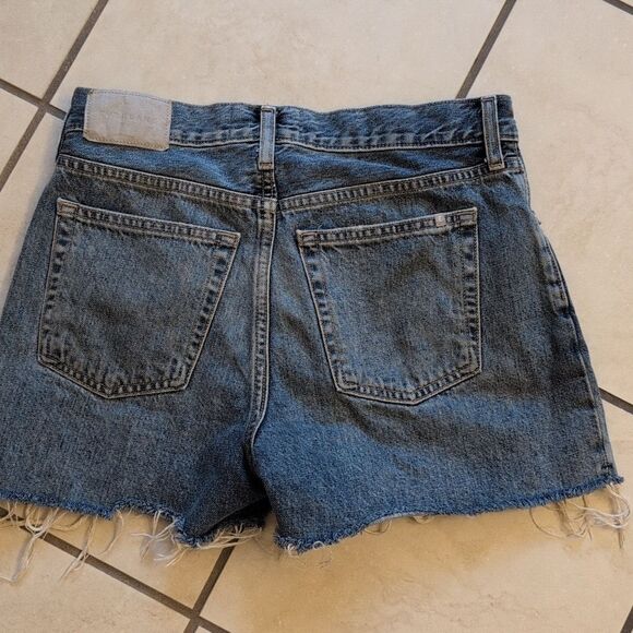 Everlane The Relaxed 90s Short Deep Indigo Blue Jean Distressed Raw Hem Size 25 - Picture 3 of 11